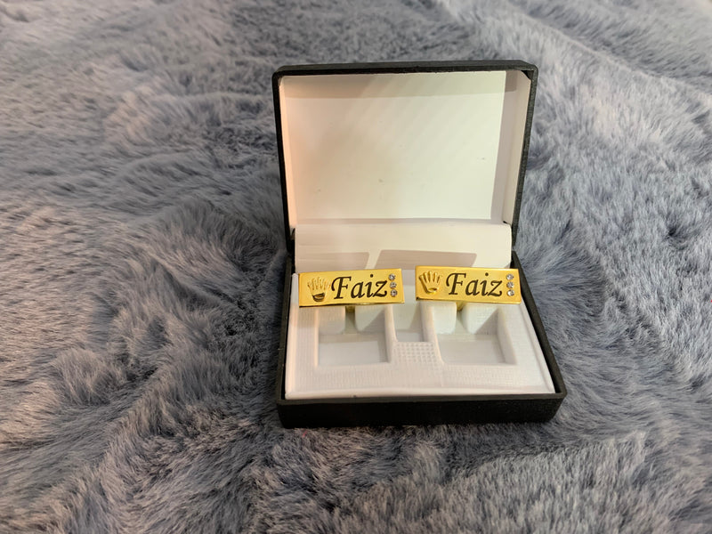 Customize Crown Engraved Name Cufflinks