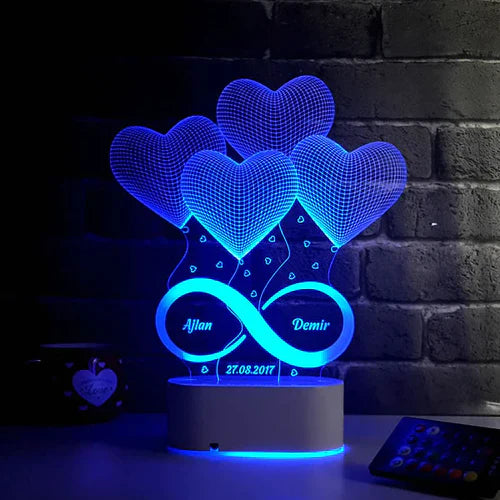 COUPLE NAME PERSONALIZED 3D ILLUSION LED Night LAMP